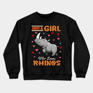 Just A Girl Who Loves Rhinos Tee for Fans of Horned Majesty Crewneck Sweatshirt